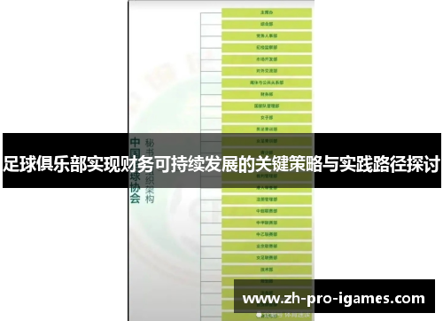 足球俱乐部实现财务可持续发展的关键策略与实践路径探讨